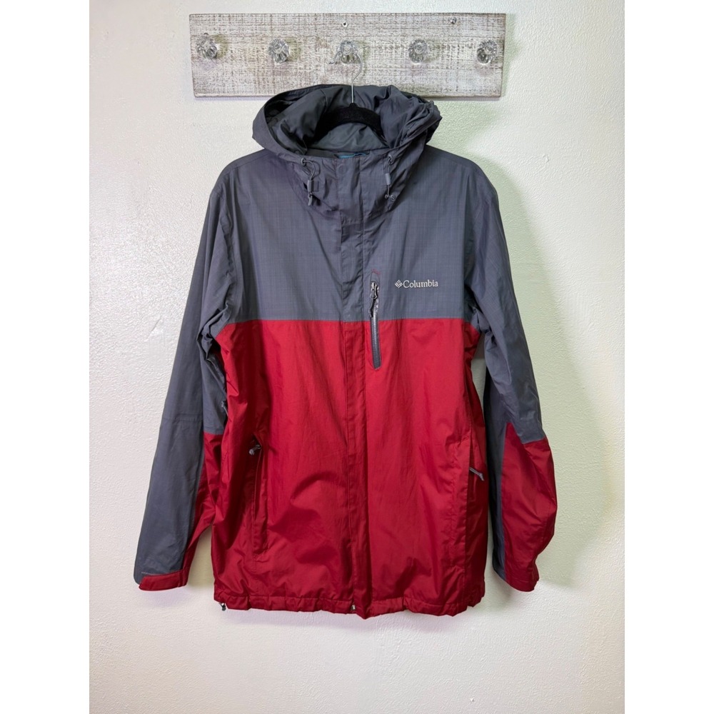 Columbia Mens Omni-Tech Waterproof Breathable Jacket Red/Gray Size M Outdoor